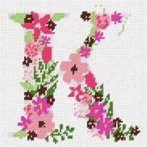 Pepita Needlepoint kit: The Letter K Flowering, 7&quot; x 7&quot; - $50.00+