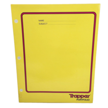 VINTAGE TRAPPER PORTFOLIO FOLDER FOR 3 RING BINDER YELLOW MEAD - $9.50