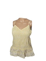 Sim And Sam Womens Top Yellow White Striped Gigham Spaghetti Strap Large - $22.79