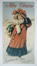 Vintage Tin Sign Merry Christmas Compliments of the Season Desperate Enterprises - £26.25 GBP