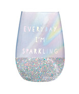 Everyday I&#39;m Sparkling Stemless Wine Silver Glitter Glass 20 oz 3.5 X 5&quot; H - €18,68 EUR