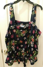 Time And Tru Women&#39;s Side Button Knit Tank Top 3XL (22) Blue Cove Floral NEW - £13.28 GBP