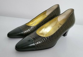 BRUNO MAGLI Womens 7 Green Lizard Print Heels Cuir Leather Pump Shoes It... - £31.85 GBP