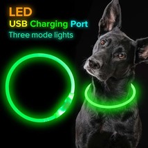 Pet Flashing Collar USB Rechargeable Glowing Necklace Safety Collar Light Up Col - £10.32 GBP+
