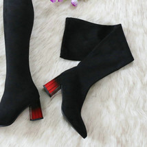 Pointed Toe Sexy High Heels Woman Autumn Winter Fashion Ankle Boots Elastic Floc - £77.99 GBP