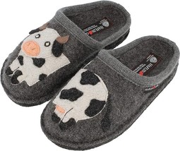 HAFLINGER Flair Molly COW Anthrazit GRAY wool Arch Support Slipper EU 38 - £66.09 GBP