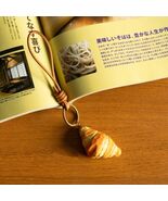 Wooden Croissant Keychain Bag Charm Vintage Style Carved Wood Gift - $349.63 MXN