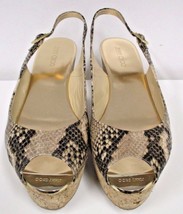 JIMMY CHOO  &quot;Praise&quot; Animal Print Leather Slingback Cork Wedge Sandal - Size 40 - £135.88 GBP