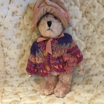 Vtg Pink Boyds Bears Bailey Hat Sweater Flowers Spring Easter 7"  Girl Nursery  - £14.07 GBP