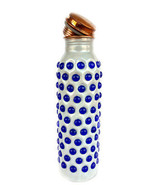 Copper Water Bottle White Color Blue Stone Fixed Joint Less 950 ml Capacity - $522.90 MXN
