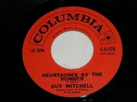 Guy Mitchell Heartaches By The Number Two 45 Rpm Record Vinyl Columbia Label - £12.57 GBP