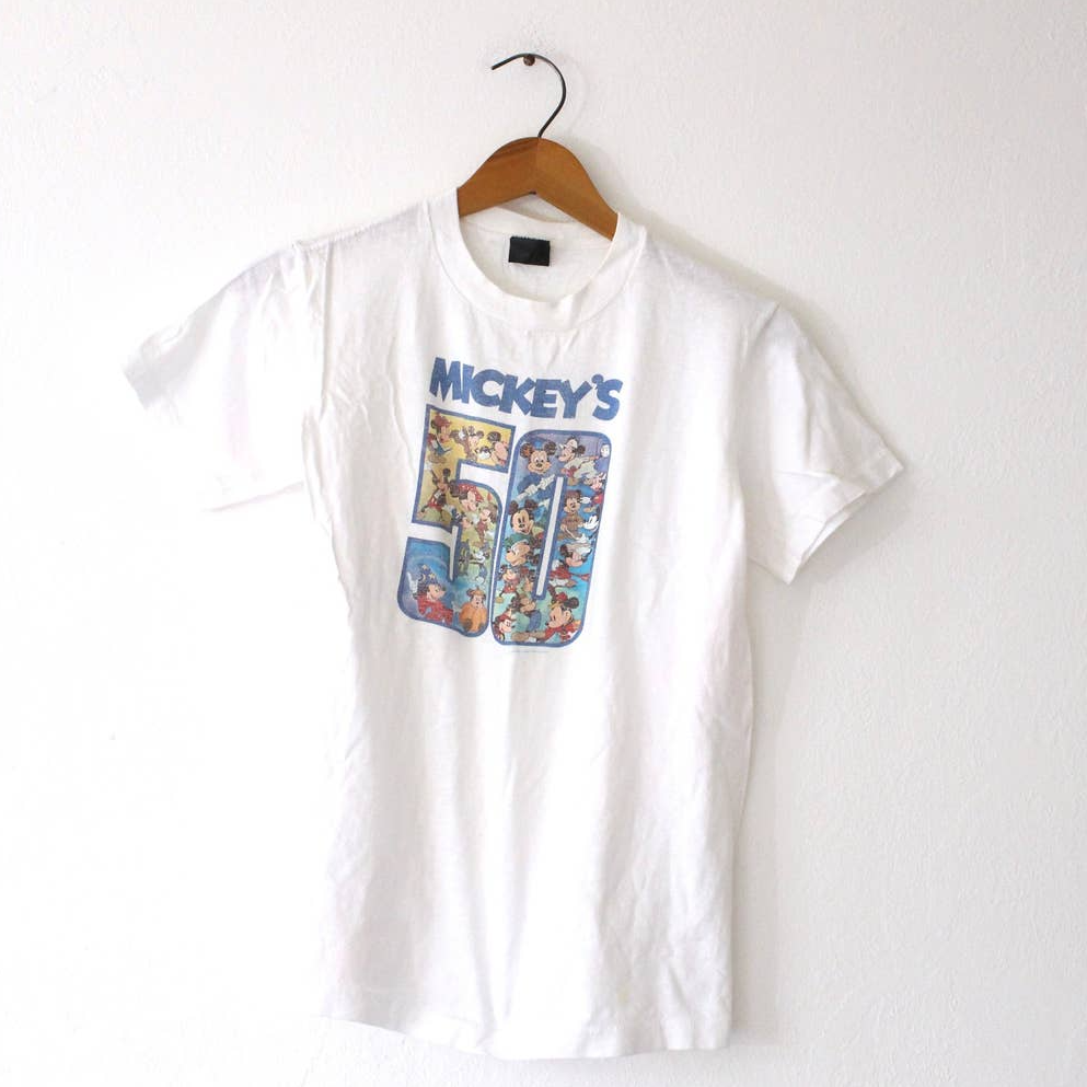 Primary image for Vintage Kids Mickey Mouse Anniversary T Shirt Youth Large