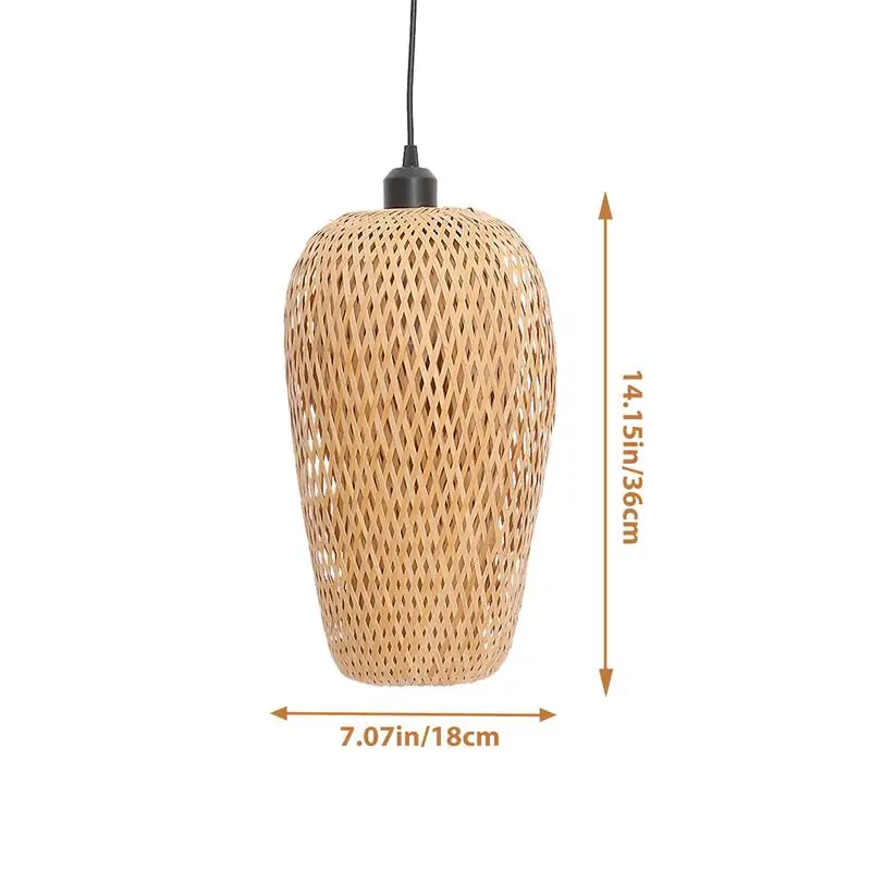 Lamp Ball Pendant Light Rattan Hanging Wicker Farmhouse Lights Chandelier Vintag - £204.81 GBP