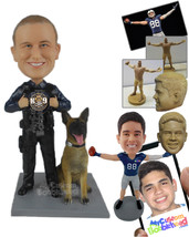 Personalized Bobblehead Police Officer In His Uniform With A Sniffer Dog - Caree - £82.58 GBP