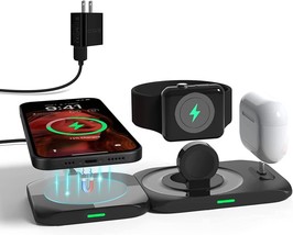 Wireless Magnetic Charging Station 4 in 1, Charger (QC 3.0 Adapter) - £22.05 GBP