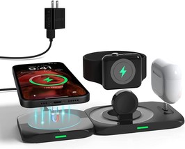 Wireless Magnetic Charging Station 4 in 1, Charger (QC 3.0 Adapter) - £22.55 GBP