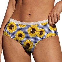 Sunflowers Grid Panties for Women Lace Briefs Soft Ladies Hipster Underwear - $13.99