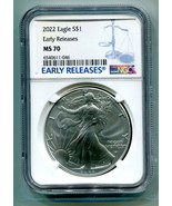 2022 T-2 AMERICAN SILVER EAGLE EAGLE LANDING NGC MS70 EARLY RELEASE TYPE... - $65.95