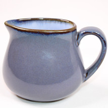 VINTAGE SANGO Stoneware BLUE Glaze Creamer With Brown Rim Edging Pitcher... - $5.81