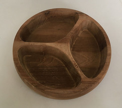 Vintage dansk teak wood bowl divided 3 compartment nut snack serving  bowl - $661.69 MXN