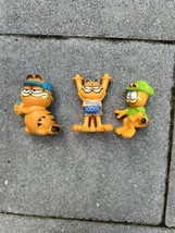 Lot of 3 Vintage Garfield the Cat With Vehicles PVC Toy Figures 1981 - $13.96