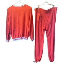 Vintage Jantzen Women Tracksuit Medium Label 4 Orange Terry Cloth Sweats 1970s - £19.56 GBP