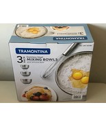 Tramontina Stainless Steel Mixing Bowls 3-Pack with Silicone Base Newwww... - $42.07