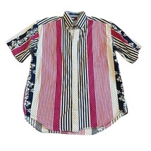 Tommy Hilfiger Stripe Button-Down Shirt Hawaiian Print Pink Floral Size ... - $48.38