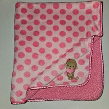 Carter&#39;s Child of Mine Monkey Fleece Baby Blanket Pink Polka Dots - £22.14 GBP