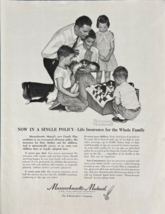 1958 Massachusetts Mutual Insurance Vintage Print Ad A Plan For the Whol... - $14.45