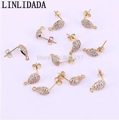 20Pairs Fashion CZ Jewelry Full Paved Cubic Zirconia Drop Studs, 7*12mm, Earring - £57.72 GBP