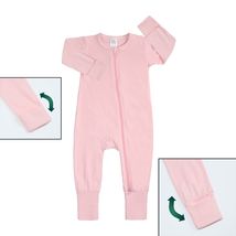 Long Sleeve BABY Girl ROMPER PINK 3-6Mo Cotton Double Zip Mitted Footed ... - £11.17 GBP