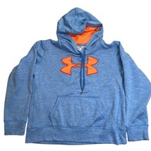 Under Armour Hoodie Womens Size Medium Blue Orange Logo Sweatshirt - $17.21