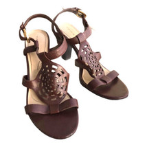 Tahari Kendra Brown Strappy Sandals Size 7M Women&#39;s Leather Gold Hardware - £16.67 GBP