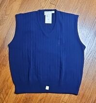 Vintage London Fog Mens V-Neck Sweater Vest 2XL Big Navy Blue  New With ... - $32.26