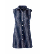 Lands End Women&#39;s Petite Sleeveless No Iron Shirt Whispering Pink Dots New - $568.30 MXN