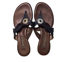 Brighton Sandals Womens 6.5 Brown Leather Posie Thong Flip Flop Summer - £15.82 GBP