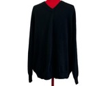 GIASONE 100% 2-ply Cashmere Mens XL Sweater V-Neck Black Long Sleeve EUC - £23.19 GBP