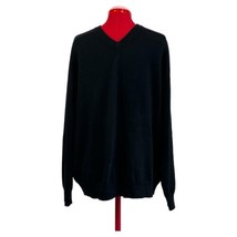 GIASONE 100% 2-ply Cashmere Mens XL Sweater V-Neck Black Long Sleeve EUC - £23.19 GBP