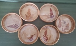 Set Of Six Vintage Bambpp Pressed Ferms Coasters 6 - $15.00