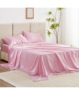 Love&#39;S Cabin Satin King Sheet Sets -, 1 Flat Sheet,1 Fitted Sheet,2 Pill... - $57.52 CAD