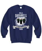 St Patrick&#39;s Day Sweatshirt Hello Darkness My Old Friend Navy-SS  - £20.50 GBP