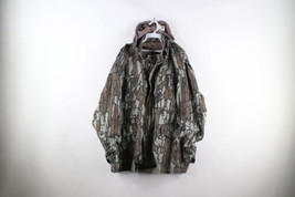 Vintage 80s Streetwear Mens XL Distressed Trebark Camouflage Hooded Field Jacket - £94.92 GBP