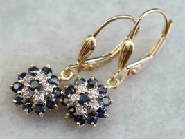 2.50 Karat Labor Erstellt Blau Saphir Diamant 14K Gelb Vergoldet Ohrringe - £93.08 GBP