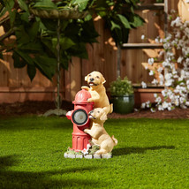 Dogs And Fire Hydrant Solar Statue - £67.44 GBP