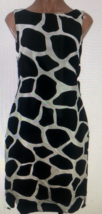 Nice Talbots 6 Black &amp; White Silk Animal Print Lined Sheath Dress - $42.56