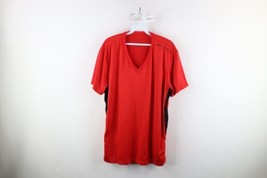 Armani Exchange Mens XL Slim Fit Spell Out Knit Color Block V-Neck T-Shirt Red - $34.60