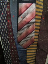 Lot of 6 Kenneth Cole Neck Tie/Necktie Silk classic &amp; stripe 56-58&quot;+x3.5-4&quot; - £8.62 GBP