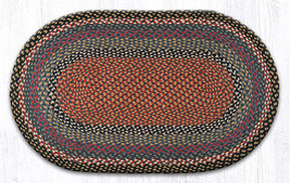 Earth Rugs C-43 Burgundy Blue Gray Oval Braided Rug 27&quot; x 45&quot; - £55.38 GBP