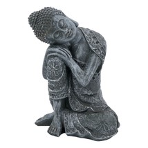 Resting Buddha Statue 9 Inch Sitting Buddha Head On Knee Serene Sleeping... - £50.35 GBP